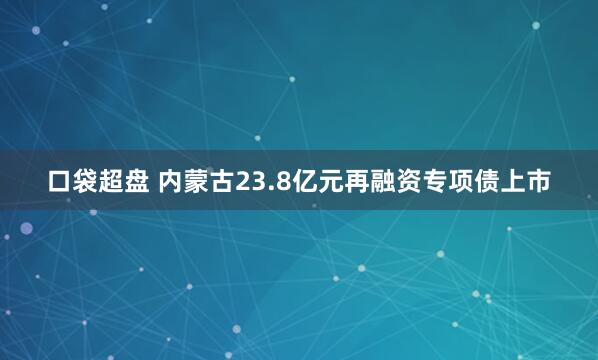 口袋超盘 内蒙古23.8亿元再融资专项债上市